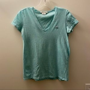 Lacoste Heather Aqua V-neck Tshirt